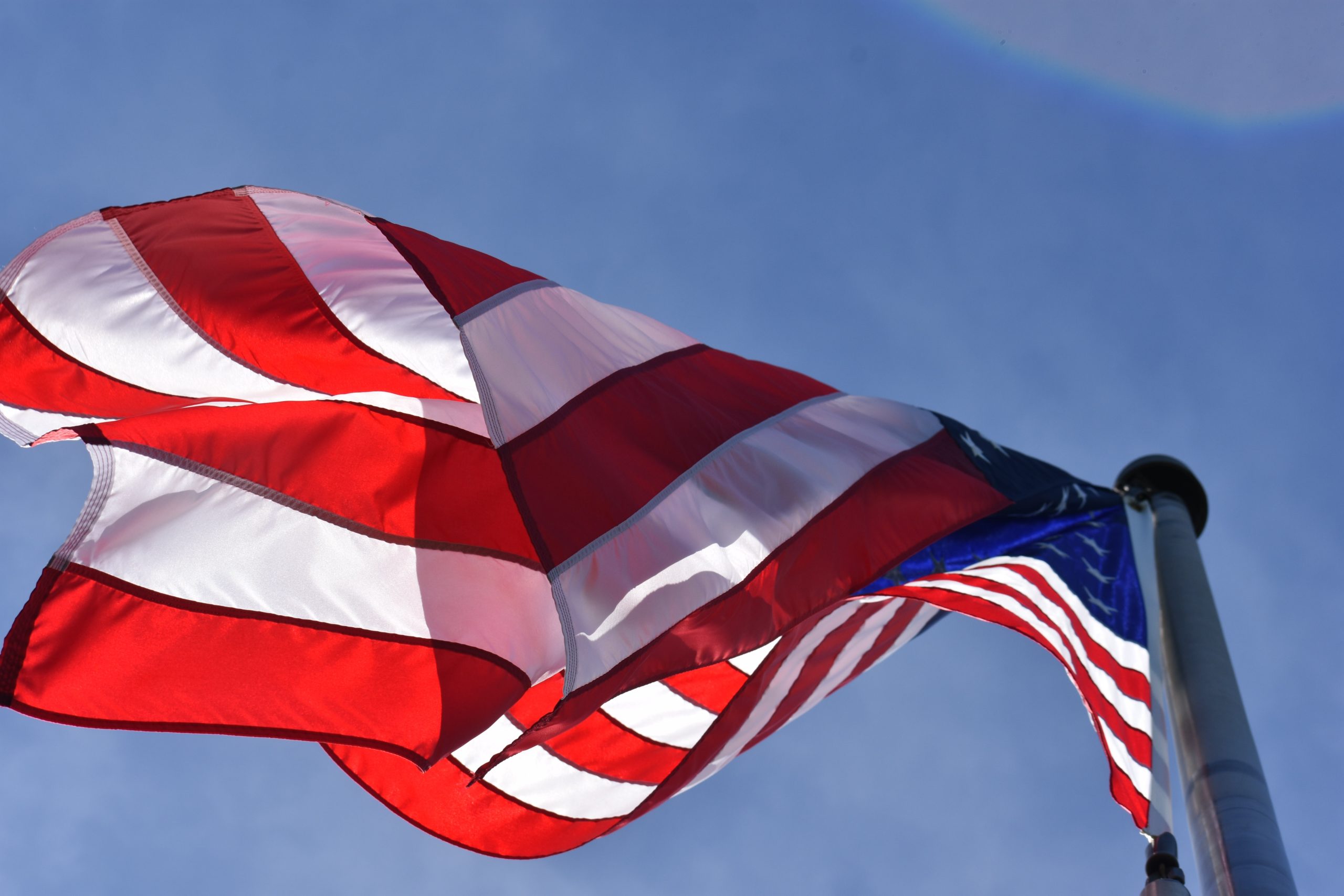 US Flag Flowing in the Wind